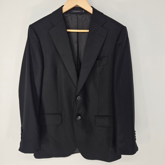 Suitsupply Blazer Mens 38S Black Lazio Slim Fit Vitale Barberis Canonico Wool